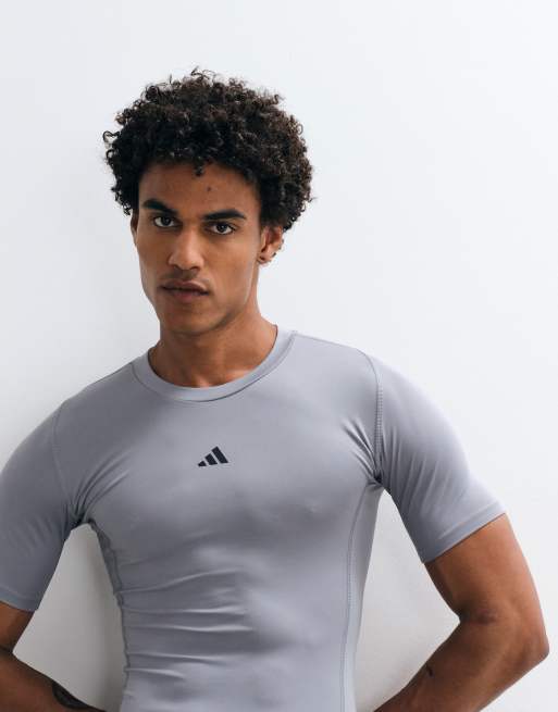 adidas performance Techfit compression training tee in grey, 3 of 5