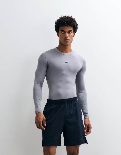 adidas Performance – Techfit – Grå träningströja med kompression och långa ärmar, 4 av 5