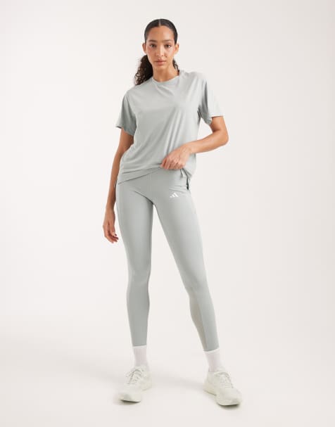 adidas Performance – Techfit – Gröna, hellånga leggings med ficka - view 1