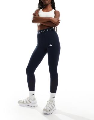 adidas performance - Techfit - Regulär lange Leggings in Blau mit versteckten Taschen