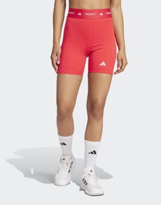 adidas performance Techfit short leggings in pure ruby-Red