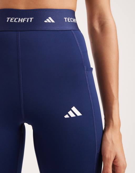 adidas performance - Techfit Stash - Leggings a lunghezza integrale color blu scuro con tasca, 2 di 5