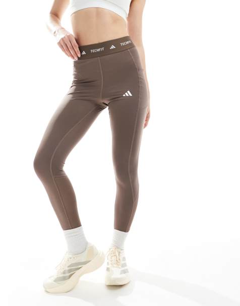 adidas performance Techfit stash pocket full-length leggings in brown - view 1