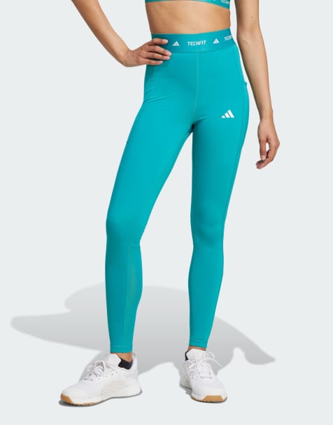 adidas performance Techfit stash pocket full-length leggings in pure teal - view 1