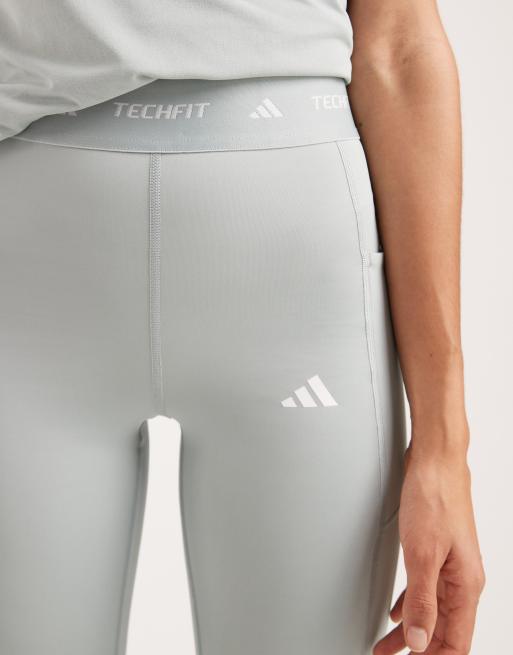 adidas Performance - Techfit Stash - Salviegrønne leggings med lommer i fuld længde, 3 af 5