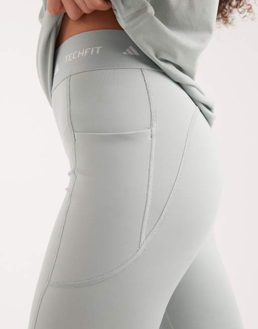 adidas Performance - Techfit Stash - Salviegrønne leggings med lommer i fuld længde, 5 af 5