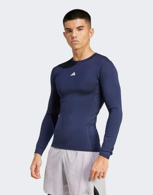 adidas Performance - Techfit - Top a maniche lunghe da allenamento compressiva color inchiostro