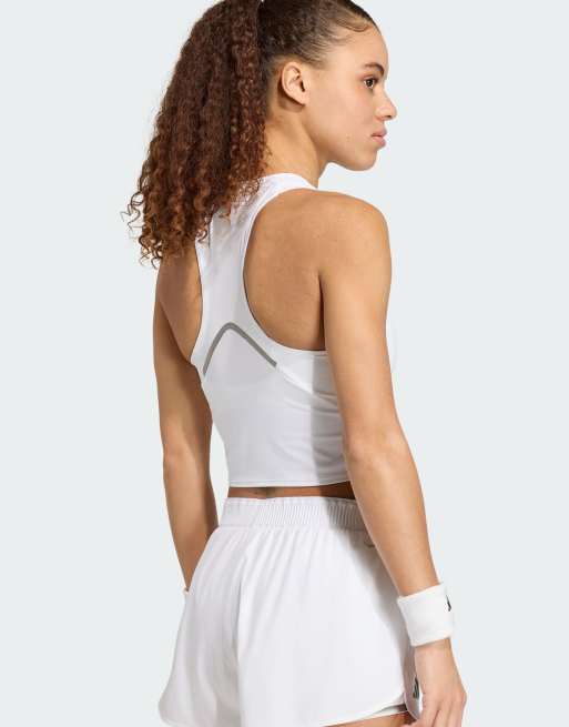 adidas Performance - Tennis Climacool Midi Pro - Camiseta blanca de largo medio sin mangas, 3 de 4
