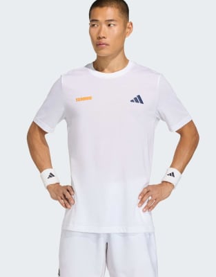 adidas performance Tennis hot egg graphic t-shirt in white