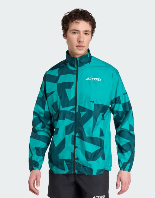 adidas Performance - Terrex - Blågrøn/grøn vindjakke med flere forskellige print