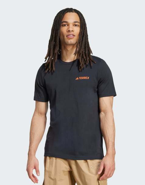 adidas performance Terrex graphic tee in black / semi impact orange