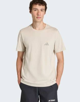 adidas performance Terrex mountain graphic t-shirt in beige-Neutral