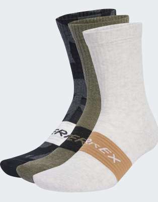 adidas performance adidas performance Terrex multi 3 pack socks in black / olive strata / white