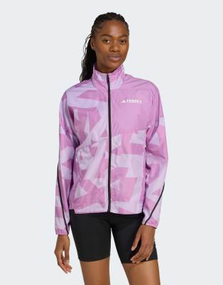 adidas Performance - Terrex Multi - Bedruckte Windjacke in Preloved-Lila/Powder-Pflaume