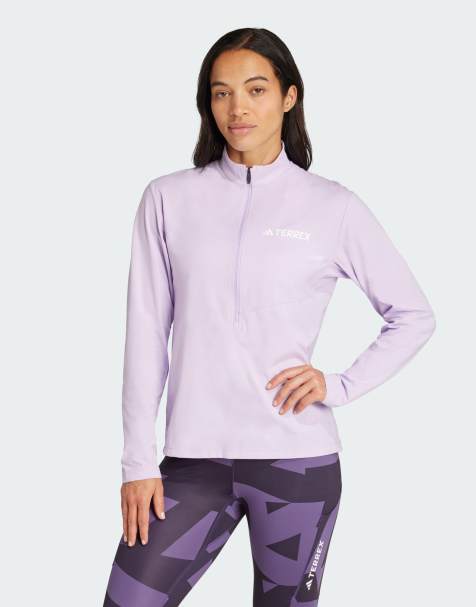 adidas performance Terrex multi climacool 1/2 zip long sleeve tee in powder plum