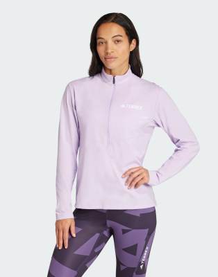adidas performance - Terrex Multi Climacool - Langärmliges Shirt in Powder Plum mit kurzem Reißverschluss-Lila