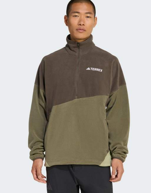 adidas performance - Terrex multi climawarm - Anorak in pile color oliva ombra / oliva strata