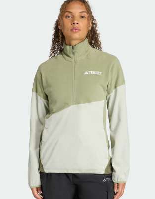 adidas Performance - Terrex Multi Climawarm - Fleece-Anorak in Tent Green / Halo Green-Grün