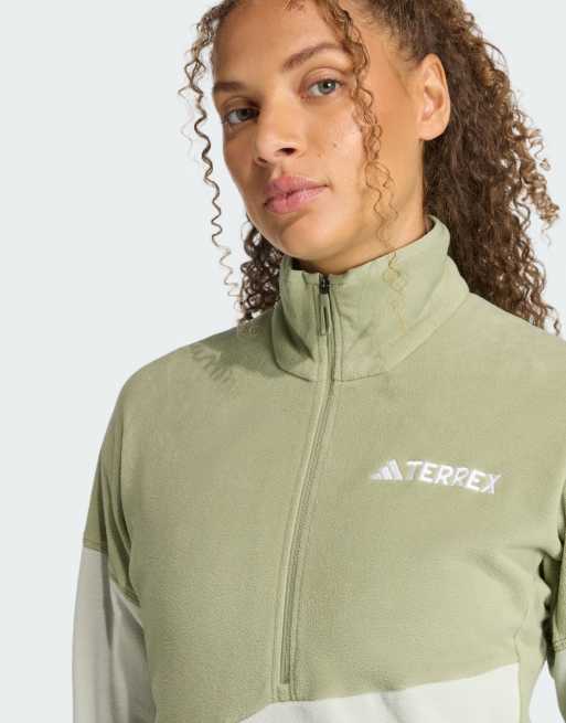 adidas performance Terrex multi climawarm fleece anorak in tent green / halo green, 2 of 4