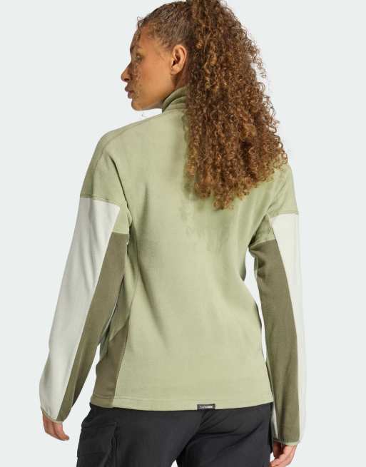 adidas performance Terrex multi climawarm fleece anorak in tent green / halo green, 3 of 4