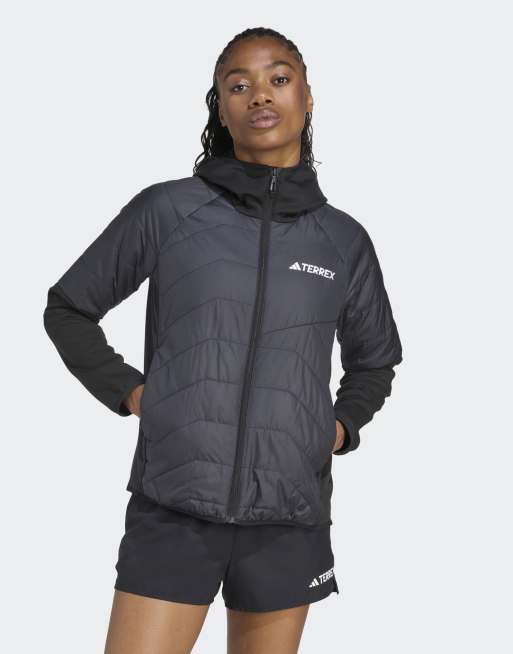 adidas performance Terrex multi climawarm insulated hybrid hooded jacket in black