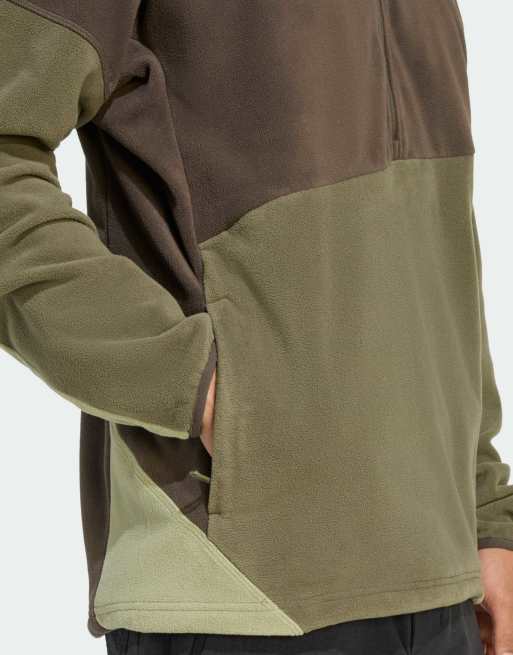 adidas Performance – Terrex Multi – Climawarm – Olivgrön och ljust olivgrön anorak i fleece, 3 av 4