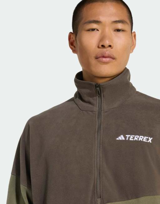 adidas Performance – Terrex Multi – Climawarm – Olivgrön och ljust olivgrön anorak i fleece, 4 av 4