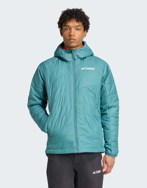 adidas performance - Terrex Multi - Giacca isolante sintetica con cappuccio color verde-azzurro preloved