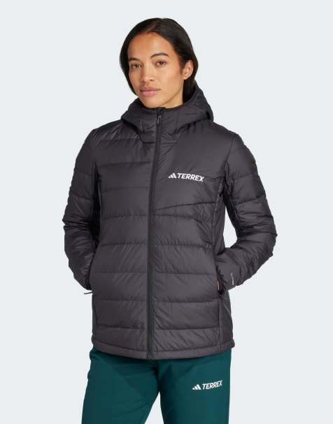 adidas performance Terrex multi light down climawarm hooded jacket in black - view 1