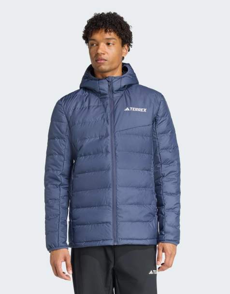 adidas performance Terrex multi light down climawarm hooded jacket in shadow navy - view 1