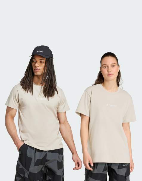 adidas performance Terrex signature aop graphic tee in wonder beige