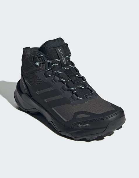 adidas performance Terrex skychaser ax5 mid gore-tex hiking shoes in carbon / core black / semi fla - view 1