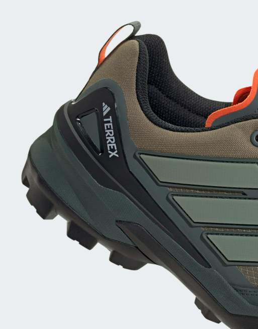 adidas performance Terrex skychaser gore-tex hiking shoes in olive strata / silver green, 3 of 7