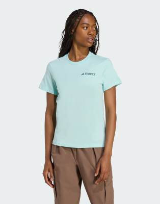 adidas Performance - Terrex - T-Shirt in Semi Flash Aqua mit Grafik-Blau