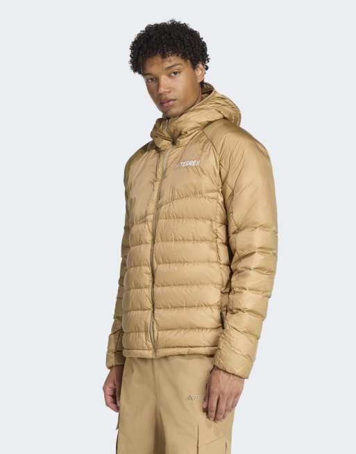 adidas performance – Terrex xperior – Beżowa kurtka ocieplana z kapturem i technologią climawarm