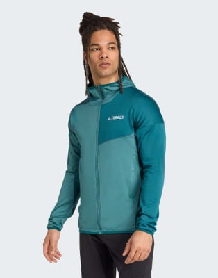 adidas Performance - Terrex Xperior Climawarm - Veste légère en polaire à capuche - Bleu sarcelle vintage / Vert mystère