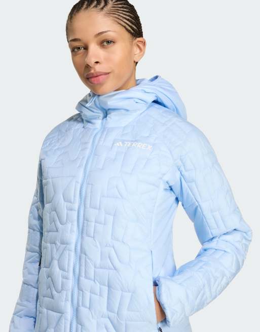 adidas performance - Terrex Xperior Primaloft - Giacca isolante ampia imbottita con cappuccio color blu luminoso, 3 di 4