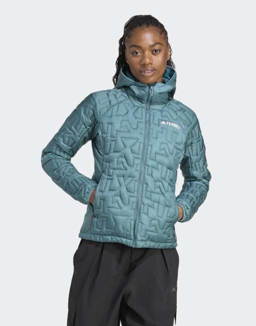 adidas performance - Terrex Xperior Primaloft - Giacca isolante ampia imbottita con cappuccio color verde-azzurro preloved