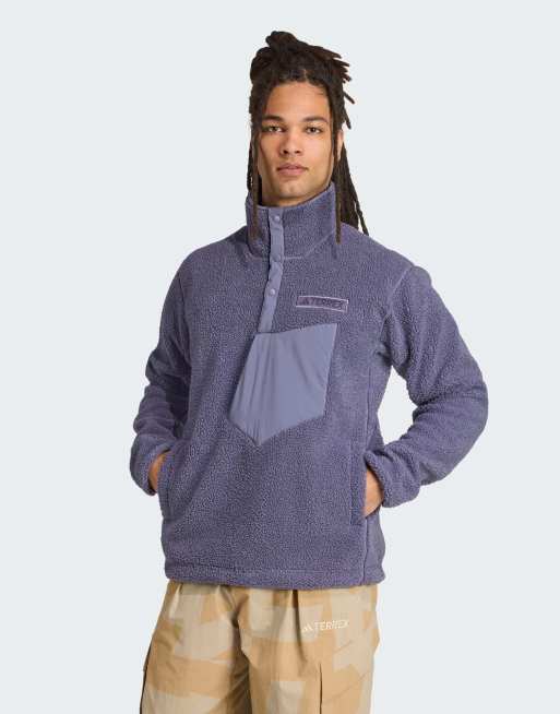 adidas performance Terrex xploric high pile fleece pullover sweatshirt in preloved violet