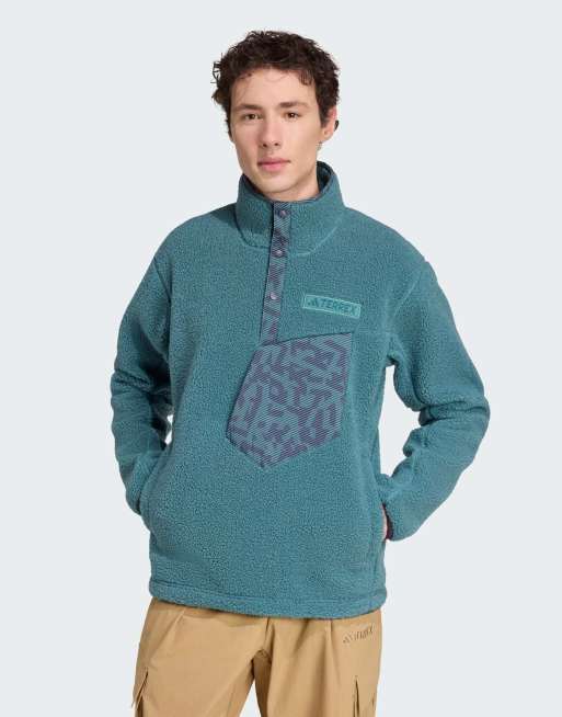 adidas performance - Terrex Xploric - Sweat à enfiler en polaire duveteuse - Bleu sarcelle vintage