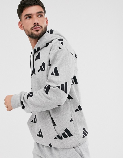 adidas performance 'the pack' graphic print hoodie in grey