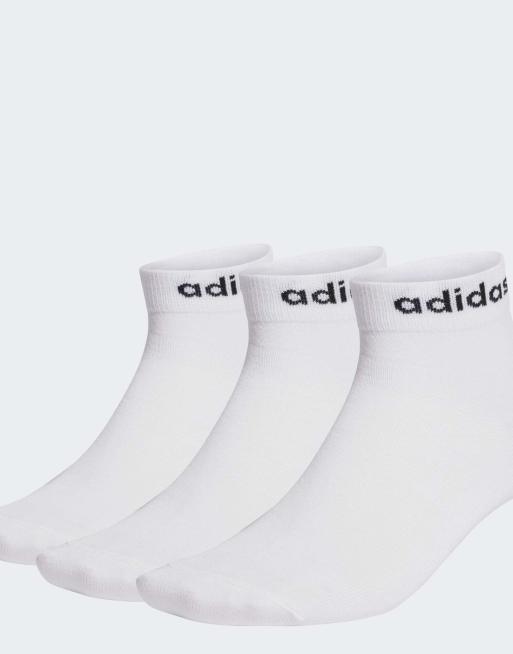 adidas performance - Think - Lineaire enkelsokken, set van 3 paar in wit / zwart, 2 van 3
