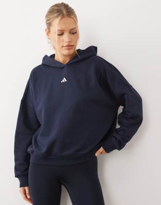 adidas Performance - Three Stripes Studio - Kapuzenpullover in Marineblau mit den drei Streifen