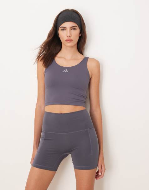 adidas Performance Three Stripes Studios tank top in slate blue