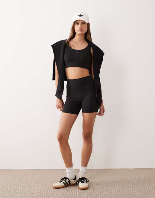 adidas Performance Three Stripes Studios booty shorts in black
