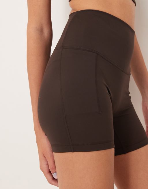 adidas Performance Three Stripes Studios booty shorts in brown, 4 of 5