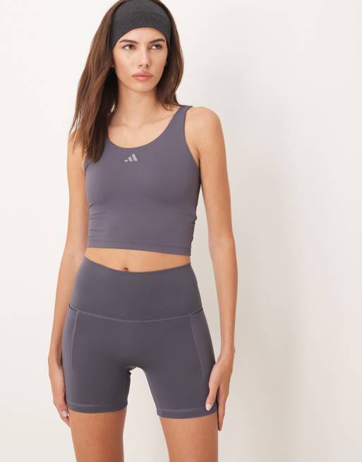 adidas Performance Three Stripes Studios booty shorts in navy