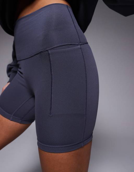 adidas Performance Three Stripes Studios booty shorts in slate blue, 5 of 5