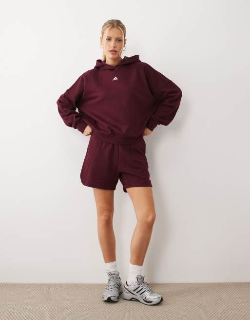 adidas Performance - Three Stripes Studios - Bordeaux og lyserøde jerseyshorts, 3 af 5