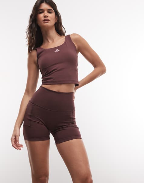adidas Performance Three Stripes Studios cross over shorts in burgundy  - view 1